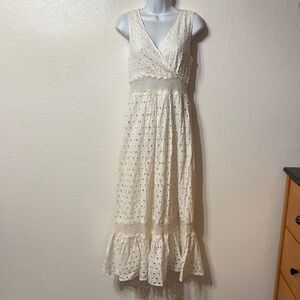 Anthropologie Leifnotes Sleeveless Eyelet Maxi Dress Size 6